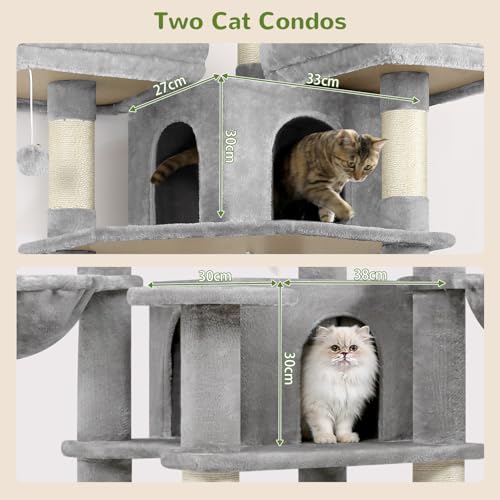 Big XL Cat Tower for Indoor Multiple Cats (Light Grey / 68 inch)