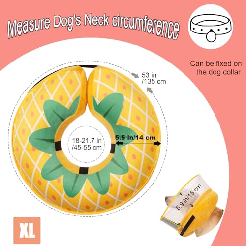 Inflatable Dog Cone Collar for Large Medium Small Dogs (Pineapple / X-Large)