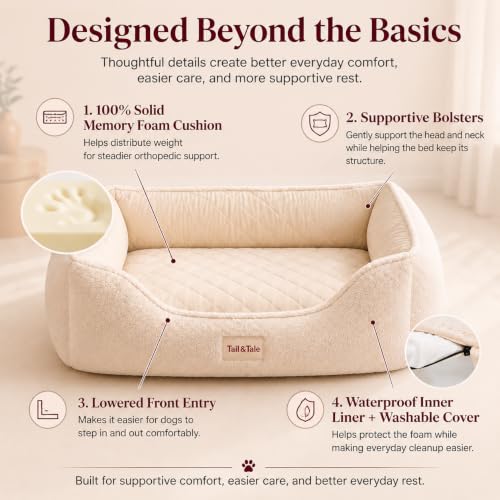 Cooling Orthopedic Dog Bed for Medium Dogs (Beige / 38"L × 29"W (M))