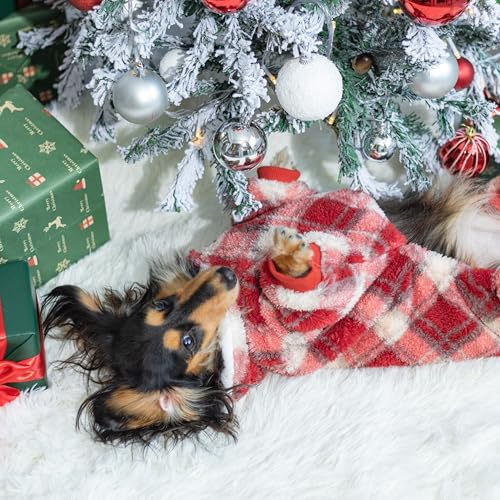 Collared Neck Plaid Dog Pajamas (Medium / Red-White)