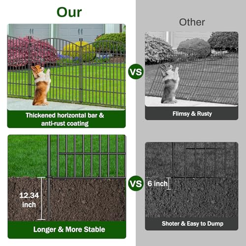 5 Panel No Dig Decorative Garden Fence 32" H x 11.8'L Outdoor Dog Barrier (32 in(H) X 11.8 ft(L))
