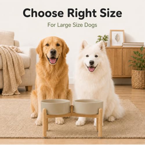 Ceramic Dog Bowls Elevated (Greige)
