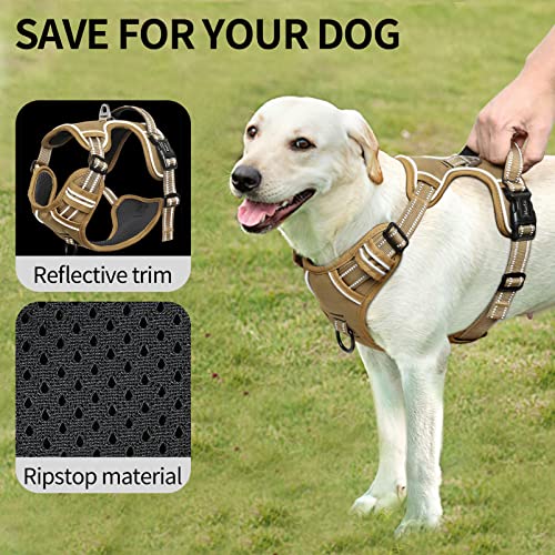 Dog Harness Dog Harness for Small Medium Large Dogs No Pull Adjustable Padded Reflective Harness with Handle for Walking Training (XS / Brown)