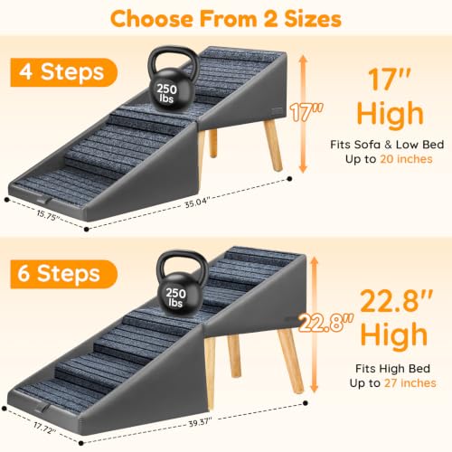 17" H Dog Stairs for Small Dogs (Grey / 17" H)