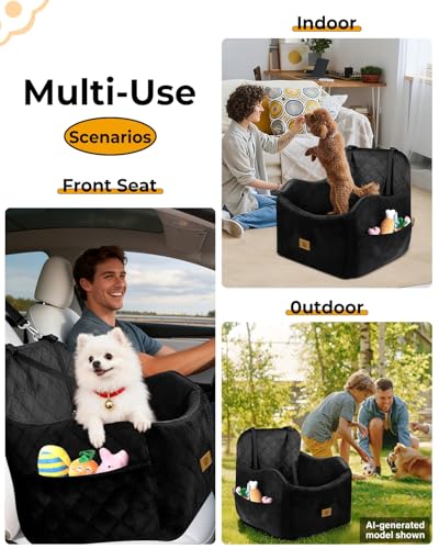 Dog Car Seats for Small Dogs Up to 35 lbs (Black)