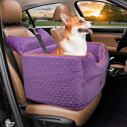 Dog Car Seat for Small Dogs Up to 25 lbs with 6 (Purple)
