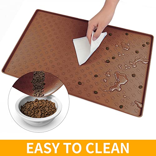 Dog Food Mat Anti (24.5"L x 16.5"W / Brown)