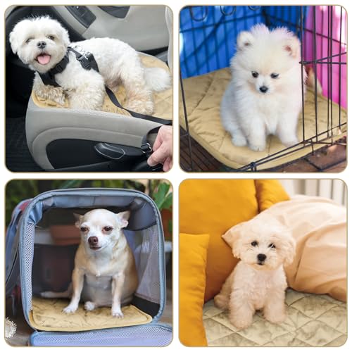 4 Pack Self Heating Cat Pad Self Warming Dog Mat Reflects Body Heat Extra Warm Thermal Pet Pad Washable Dog Cat Bed Crate Bed Mat Blanket (16 x 20 Inch / Beige)