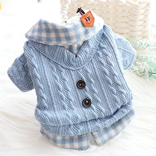 Dog Princess Sweater for Small Dogs Thick Shirt Plaid Clothes Costume Pet Girl Cute Coat Outfits Fall Costumes Winter Dog Sweaters (L / Pink)