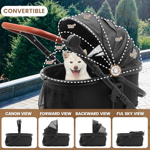 Dog Stroller with Detachable Carrier (Black)