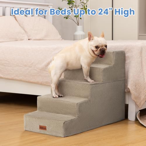 Dog Stairs for High Beds 22.6" H (Khaki / 5-Step 22.6" H)