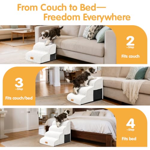 High Density Foam Dog Steps 4 Tiers (White / 28.5*15.7*20.5)