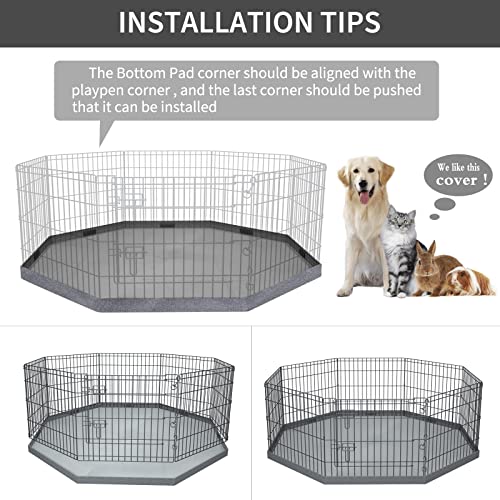 Bottom Cover Mat for Dog Playpen Pen Water (Gray / Fits 24"W Octagon Playpen)