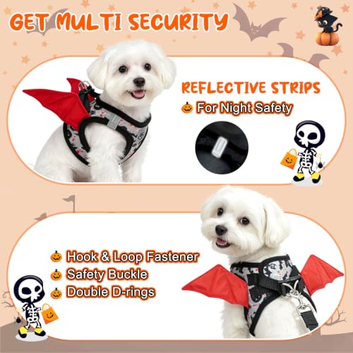 Small Dog Harness and Leash Set (Small(Chest Girth 14.5" - 16") / Halloween Grey)
