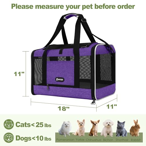 Pet Carrier for Cat 18x11x11 Inch (Purple / 18.0"L x 11.0"W x 11.0"H)