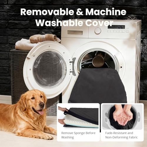 Orthopedic Waterproof Large Dog Bed (41" x 28" x 4" (For Crate) / 03-Black)