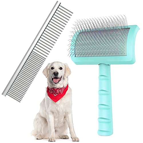 Large Slicker Brush & Green (green-comb)