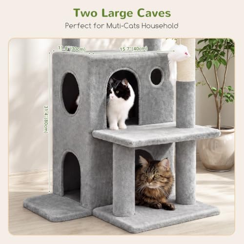 Cat Tree Tower for Indoor Cats Large Adult (Light Grey / XL)