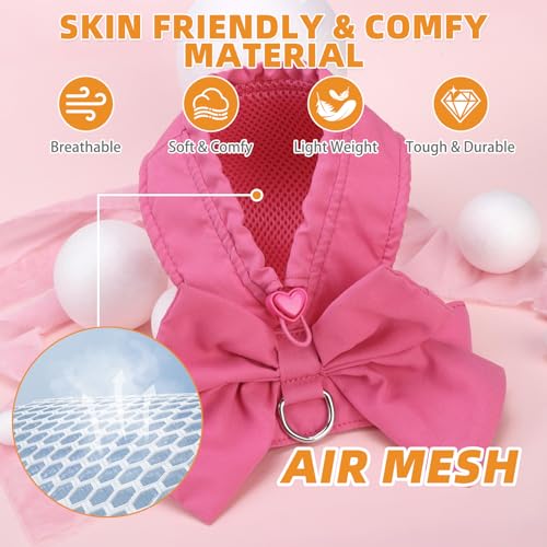 Small Dog Harness and Leash Set (Fuchsia / S (Chest Girth: 13.8"-15.7"))