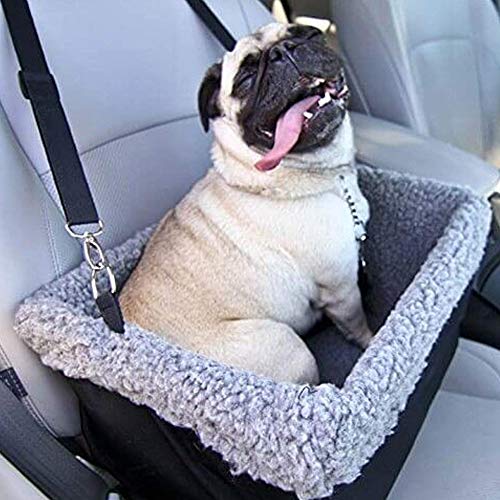 Deluxe Dog Car Seat Fits Pets up to 15lbs (Black-Grey)