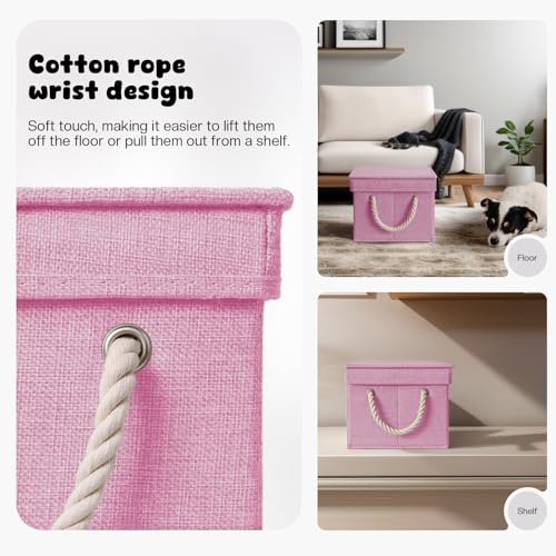 Dog Toy Basket with Lid (Pink / Medium)