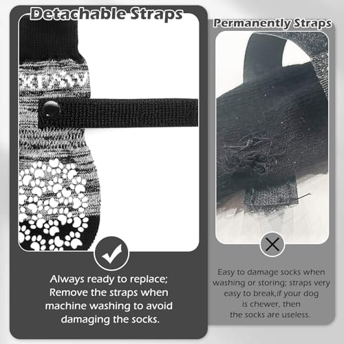 6Pcs Anti Slip Dog Socks to Prevent Licking Paws (X-small (6 Count) / Grey)