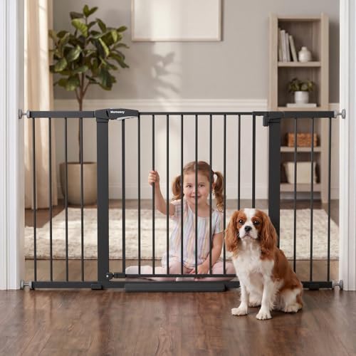 36 58" Extra Wide Baby Gate for Stairs (Black / 36-58"W x 30"H)