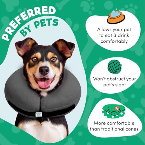 Inflatable Dog Cone Collar Alternative After Surgery Medium+ (Dark Grey / Medium+[Neck:11"-14"])