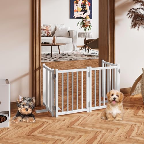 Short Dog Gate Indoor (White / 4 Panel-16''H, Up to 48’’ W)