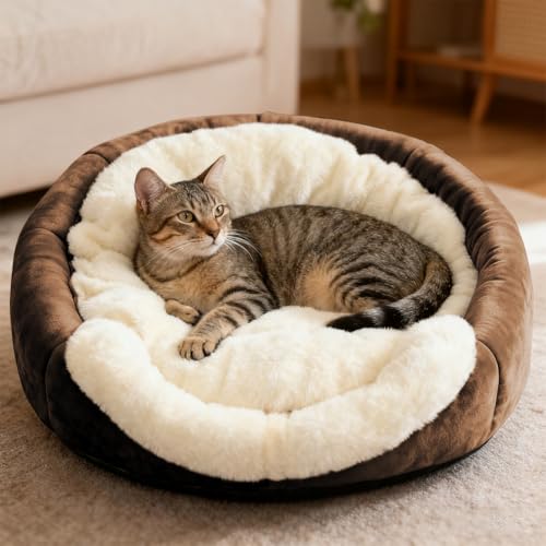 Cat Beds for Indoor Cats (Rabbite Brown / L)