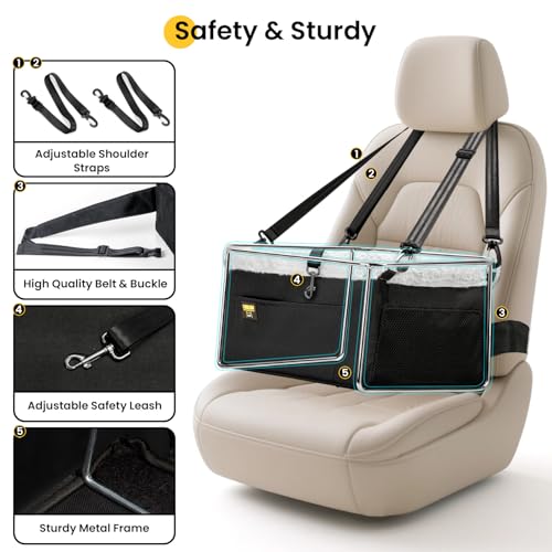 Dog Car Seat Booster (Black / 1 Pack-Small Dogs under 20lbs)