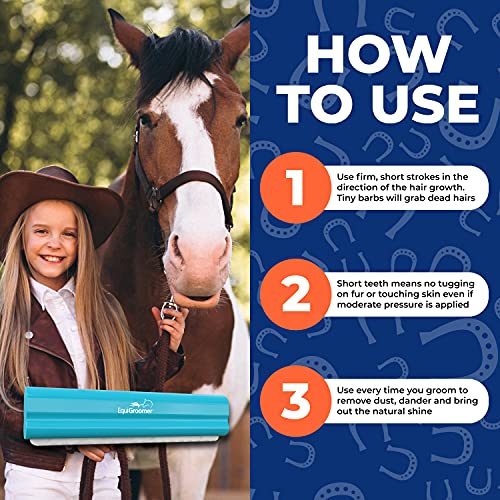 8 Inch Deshedding Brush for Dogs & Horses (Turquoise)