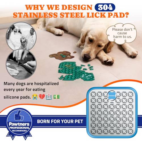 Stainless Steel Lick Mat for Dogs & Cats (blue / 1pack)