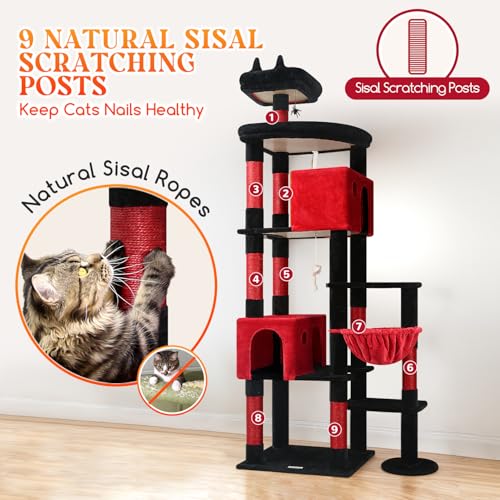 Gothic Giant Cat Tree for Indoor Large Cat (83inch / Blood-Gothic)