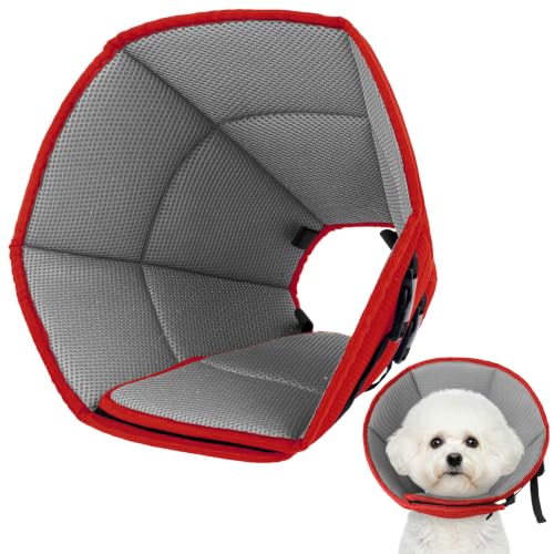 Dog Cone Collar After Surgery (Red / S(Neck Girth:9.45"-11.81"))