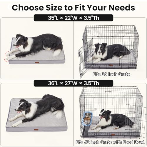 Orthopedic Waterproof Med Large Dog Bed (35" x 22" x 3.5" (For Crate) / 01-Gray)