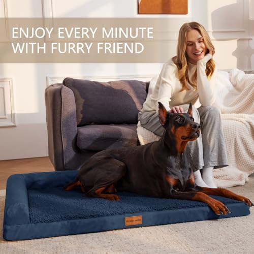 Orthopedic Large Dog Bed Washable Pet Sofa Bed 56X40 Navy Blue (Navy Blue / 56"L x 40"W x 3.5"Th)