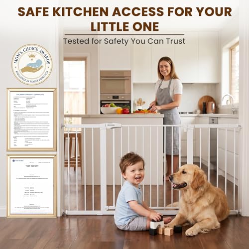 Extra Wide Baby Gate for Doorways (White / 36-63"W x 30"H)