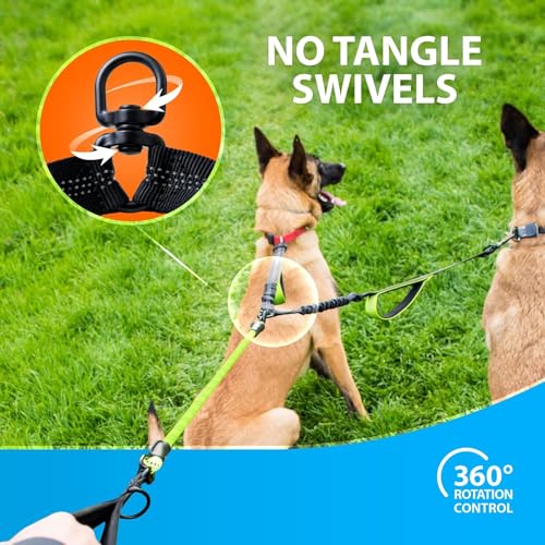 Double Dog Leash for 2 Dogs (Green)