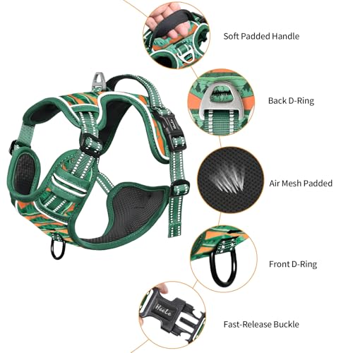 Dog Harness No Pull Adjustable Padded Reflective Harness for Small Medium Large Dogs with Handle for Walking Training (S / Wilderness)