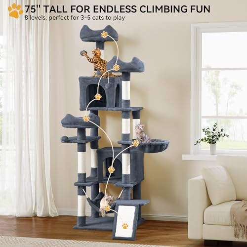 75 Inch Tall Cat Tree Indoor (Dark Gray / 75 inch)