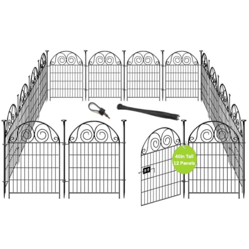 Tall Garden Animal Barrier Fence With Gate (40''(H)-12panels-26.2ft(L))