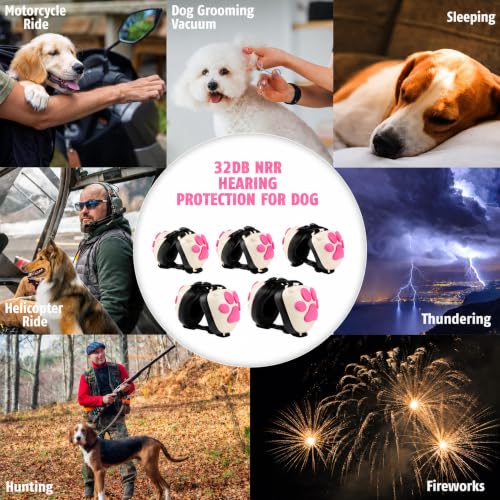 Dog Ear Muffs Noise Protection (White-pink / X-Small)