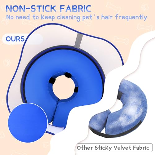 Raised Inflatable Dog Cone Collar to Stop Licking (Solid Blue / XL(Neck 14"-18"))