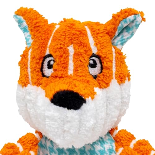 Floppy Knots Durable No‑Stuffing Squeaky Rope & Plush Dog Toy (Fox / X-Small)