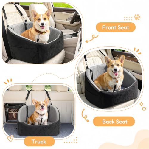 Dog Car Seat for Small Dogs Up to 30 Lbs (Light Gray-Black(Waterproof & Wear-Resistant) / Small)