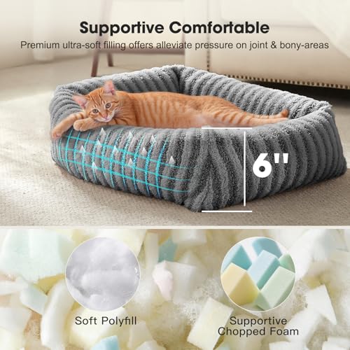 Dog Beds for Small Dogs Cats (Grey / S(20"Lx19"Wx6"Th))