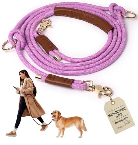 Hands Free Multifunctional Dog Leash for 1 or 2 Dogs (Opera Mauve)