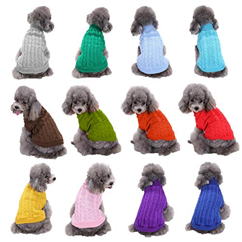 Dog Sweater Soft Warm Turtleneck Knitted Clothes for Small Medium Large Pet (Dark Blue / Large)