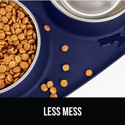 Dog Bowl Set with Feeding Mat (Navy / 3 Cup Bowls)